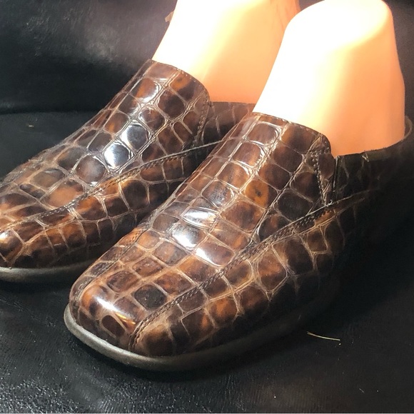 Mephisto Cool Air Mule France Brown Alligator Cork Patent Leather Shoes Sz 9 - Picture 3 of 13